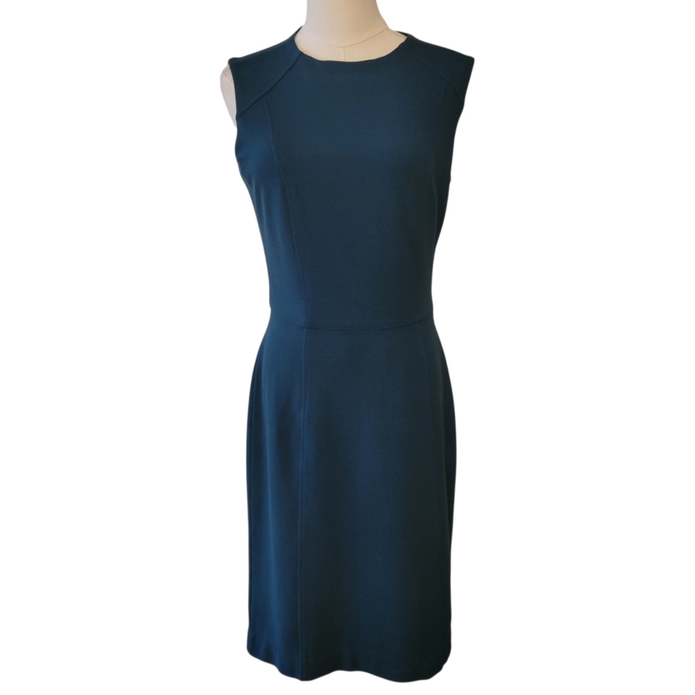 Kate Hill Teal Green Sleeveless Ponte Knit Sheath Dress Size 4